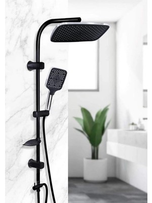 Meks BADEM10 Robot Tepe Duş Seti Takımı Shower Yağmurlama Kare Banyo Masaj Duş Başlığı Sistemi Siyah