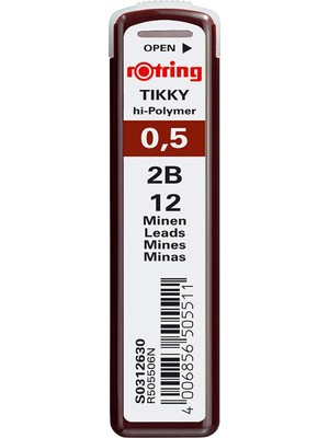 Meks Rotring Tikky Hi-Polymer Mekanik Kurşun Kalem Ucu, 0,5mm, 2b, 0.5 mm