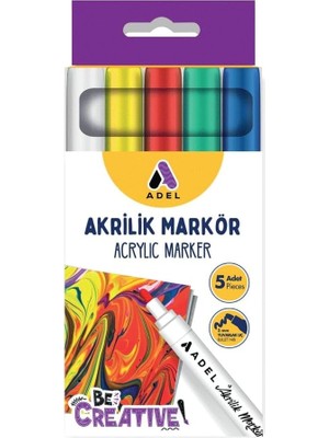 Meks Adel Akrilik Markör 5'li, Klasik Renkler