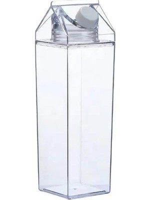 Meks Şeffaf Süt Kutusu Tasarımlı Içecek Şişesi, Mika Su Kahve Içecek Şişesi 500 ml