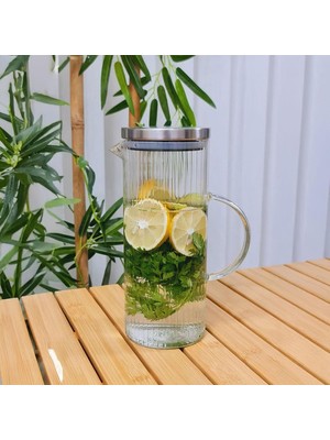 Meks Deconox 1500ML Metal Kapaklı Line Borosilikat Cam Yağlık & Sürahi – Şık, Dayanıklı ve Sağlıklı Sakl