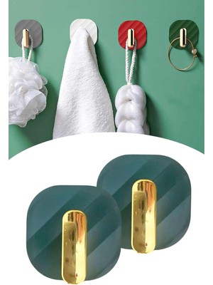 Meks Buffer 2'li Yapışkanlı Retro Banyo Askılığı, Yeşil, PRA-9932453-0705