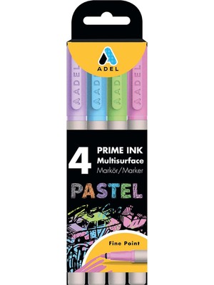 Meks Adel Prime Ink Multisurface 4'lü Pastel Markör