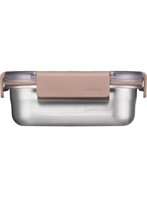 Meks Locknlock Paslanmaz Çelik Fırın - Saklama Kabı Dörtgen Kilitli 310 ml - Kahverengi