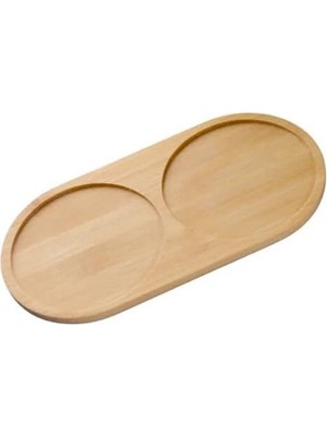 Meks Smartizi 2 Bölmeli Oval Doğal Bambu Sunum Tabağı - 23X12 cm Yuvarlak Hatlı Çerezlik, Sosluk ve Kahv