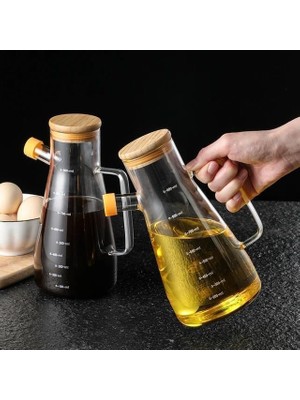 Meks Mithra Life 2 Adet Bambu Kapaklı Borosilikat Cam Yağdanlık 900 ml MIT1071