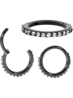 Meks 365 Sleepers 316L Cerrahi Çelik 16G Taş Menteşeli Segment Halkası Helix Tragus Septum Burun Vücut P