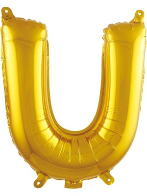 Meks U Harfi 16 Inç Gold Renk Folyo Balon 36 cm (Altın)