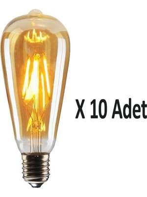 Meks 4W Dim Rustik LED Ampul Sarı Işık Armut Edison Ampul 10 Adet