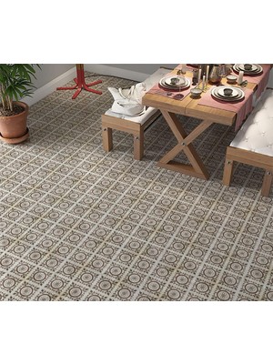 Meks Stickerart Yer Kaplama Zemin Kaplama Folyosu 65X130 cm Marble Floor Yuvarlak