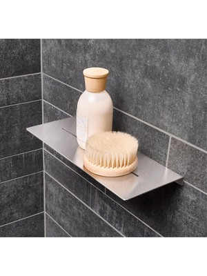 Meks Deltahome Paslanmaz Çelik 28CM Banyo Rafı Duş Rafı - Vi̇dali Montaj - Inox