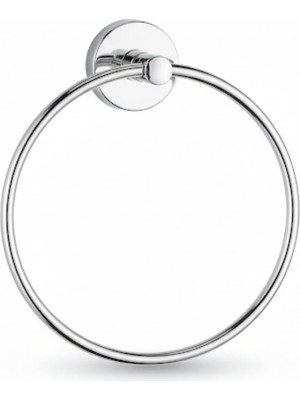 Meks Yuvarlak Krom Havluluk – Duvara Monte Vidalı Metal Havlu Askısı 15×15 Cm, Parlak Krom Banyo Aksesua