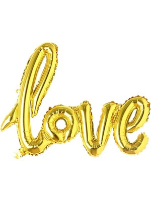 Meks Büyük Boy Gold Love El Yazısı Folyo Balon 40 Inç