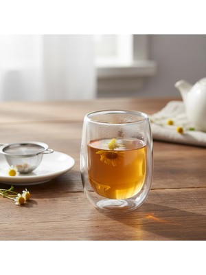 Meks Deconox Çift Cidarlı (Double Wall) Cam Bardak - 350 ml Isıya Dayanıklı Latte, Filtre Kahve ve Meşru