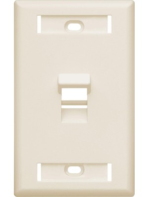 Meks Leviton 42081-1TS 1 Bağlantı Noktalı Açılı Quickport Duvar Plakası, Id Pencereli, Açık Badem