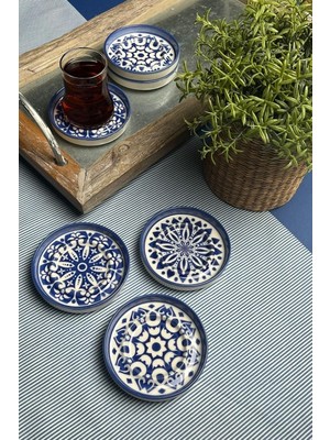 Meks Tabakevi Tabak Evi Stoneware Mozaik Blue Sefa 6 Lı Çay Tabağı 10CM