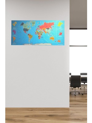 Meks Buffer Renkli Atlas Dünya Haritası Manyetik Yapıştırıcı Gerektirmeyen Duvar Stickerı 118 * 56 cm