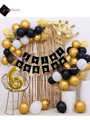 Meks Bkmc 6 Yaş Kral Taçlı Balon Zinciri Doğum Günü Seti Iyi Ki Doğdun Doğum Günü BMCNM696