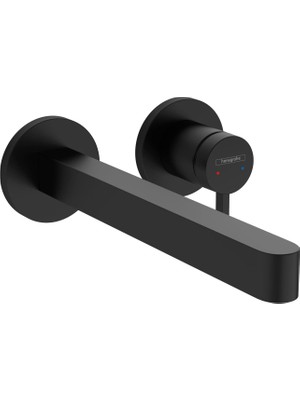 Meks Hansgrohe Finoris Modern 1 Saplı 2 Delikli 10 cm Uzunluğunda Duvara Monte Banyo Bataryası Mat Siyah