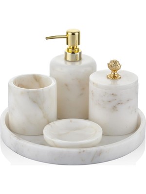 Meks Setabianca Evza Mermer Banyo Seti̇ Bloom Beyaz