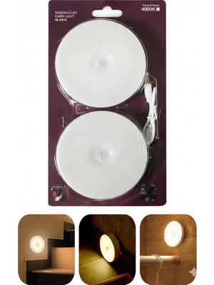 Meks 2'li Set Kabin LED Hareket Sensörlü Hero LED Kabin Işığı - 4000K Doğal Beyaz, USB Şarjlı, Mıknatısl