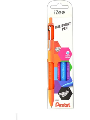Meks Pentel 1.0 mm Yağ Bazlı Mekanizmalı Roller Kalem - Izee - 4'lü Blister (F-P-S-V)