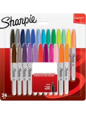 Meks Sharpie Fine Permanent Markör, 24'lü Karışık Paket