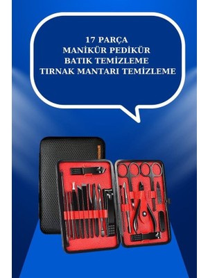 17 Parça El Ayak Bakım Seti Tırnak Temizleme Manikür Pedikür Cımbız Törpü Tırnak Makası