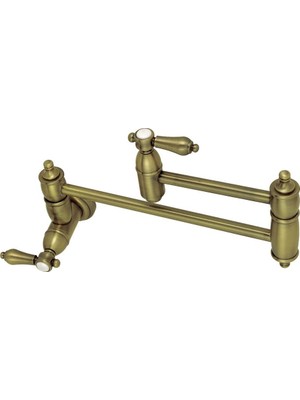 Meks Kingston Brass KS3103BAL Duvara Monte Pot Dolgu Mutfak Bataryası, Antik Pirinç