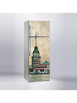 Meks Buzdolabı Sticker Kaplama Dolap Kaplama Etiketi Kız Kulesi Vintage
