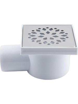 Meks BADEM10 Metal Plastik Yer Süzgeci Banyo Izgara Lavabo Pis Su Gideri Kapak Yandan Çıkışlı Yer Sifon