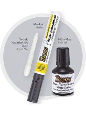 Meks Brons Board Marker Set Siyah (Kalem + Mürekkep + Yedek Uç) [BR-9550]