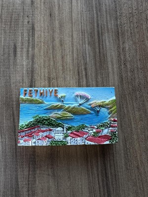 Meks Pharus Fethiye Şehir Manzarası Dekoratif Buzdolabı Magneti, El Yapımı Kabartmalı Tasarım, Turistik