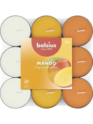 Meks Bolsius Kokulu Tealight Mum, Mango Kokulu, Karışık Renkli, 18'li Paket, 3,5 Saatlik Yanma Süresi -
