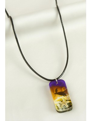 Zero Land Kmrsfres Deniz Yıldızı Dikdörtgen Epoksi Kolye-Sarı
