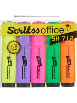 Meks Scrikss Office SH712 Fosforlu Kalem 5'li Blister Paket Karışık Renk