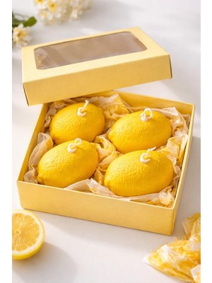 Meks Nish Candles Limon Mum 4'lü Set Hediye Kutusunda Ilkbahar Yaz Dekoru Balkon Bahçe Dekorasyonu