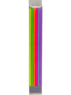 Meks Gökkuşağı Rengarenk Çubuk Mum 20 cm 6 Adet