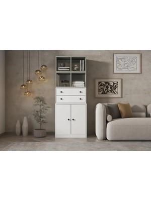 Vivense Zara Matrix Home Office Kitaplık Dolabı Çok Bölmeli Ev Ofis Ünitesi Pnr Ktp 1129