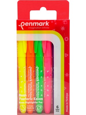 Meks Penmark Kalem Tipi Fosforlu Kalem 6'lı Bristol Neon