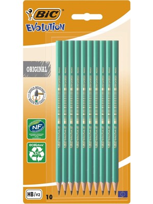 Meks Bic Evolution Kurşun Kalem, 10'lu Blister, Kıymık Oluşturmaz, Çiğnemeye Karşı Dayanıklı, Kolay Açıl