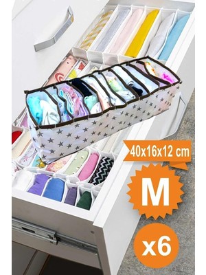 Meks Helen's Home 6 Adet 11 Gözlü Çekmece Içi Akordiyon Organizer M 40X16X12 - Kumaş - Çekmece Içi