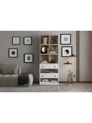 Vivense Zara Salon Kitaplığı Dolabı Çekmeceli Tv Yanı Mini Konsol Pnr Ktp 1111
