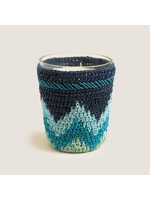 Meks Chakra Boho Coastal Tığ Işi Kokulu Mum 14X17 cm Mavi