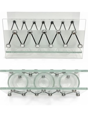 Meks Cam Dekoratif Zikzak Tasarımlı Şamdan 20X9 cm | Tealight ve Banyo Düzenleyici | Modern Ev Ofis Masa