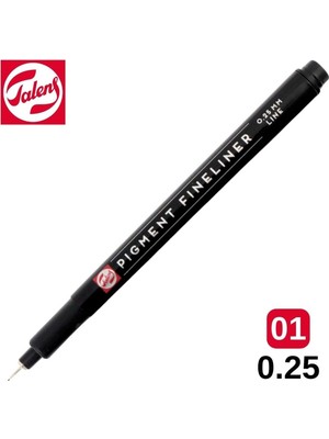 Meks Talens Pigment Fineliner Teknik Çizim Kalemi, Siyah, 0.25MM