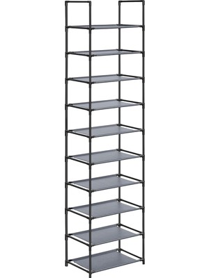 Meks Songmics Ayakkabı Rafı, Ayakkabı Organizatörü, 10 Raf, Ayakkabı Açık Dar, 28 x 45 x 173 Cm, Metal Ç
