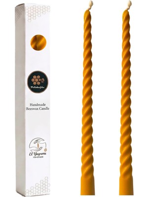 Meks Petekoğlu Sarı (2 Adet 27.5cm) Balmumu Mum Konik Burgulu Balmumu Şamdan Mumu Doğal Petek Balmumu Mu