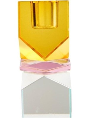 Meks Kristal Mum Tutucu, Sarı/pembe/açık Nane, 11X4X4 cm