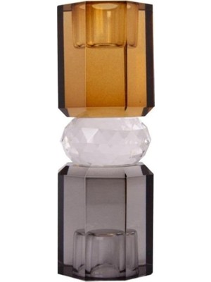 Meks Kristal Mum Tutucu, Kahverengi, Şeffaf, Füme, 15X5,5 cm
